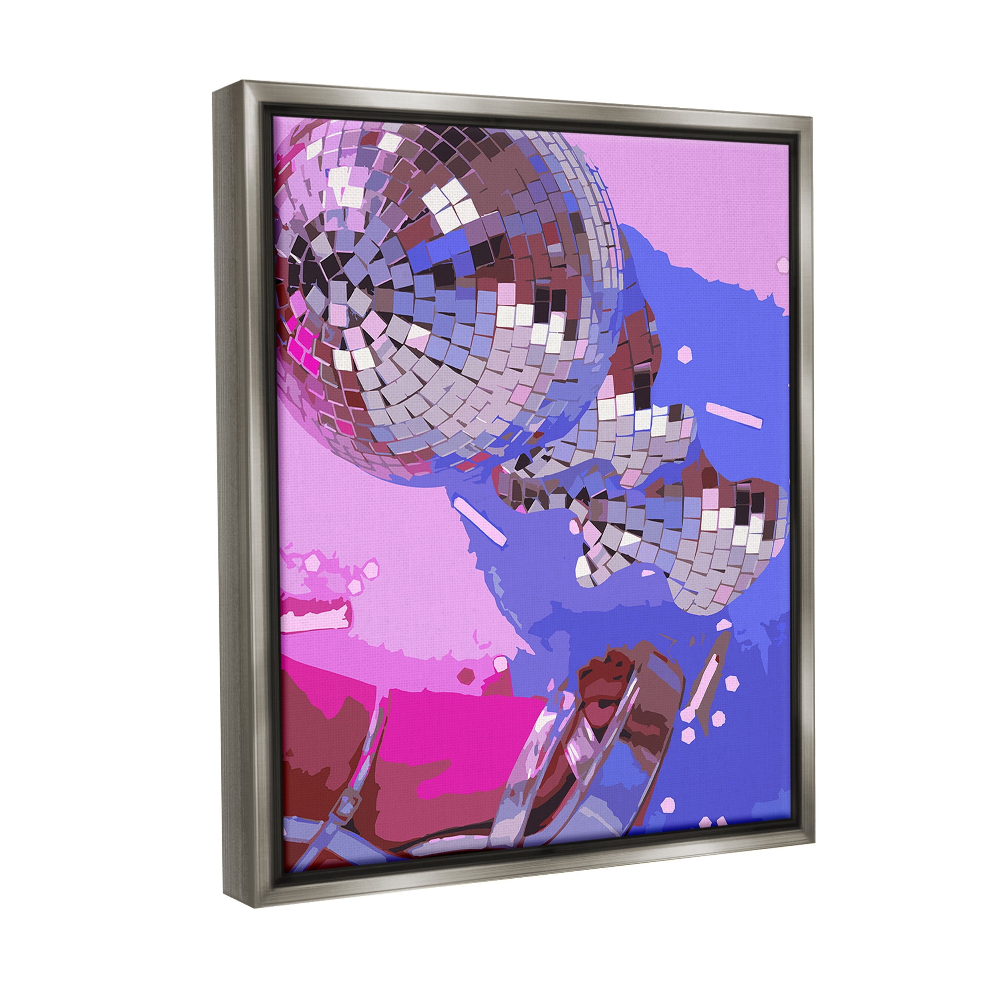 Stupell Industries Abstract Disco & Shoes Abstract Painting Gray Floater Framed Canvas Art Print Wall Art, 17 x 21