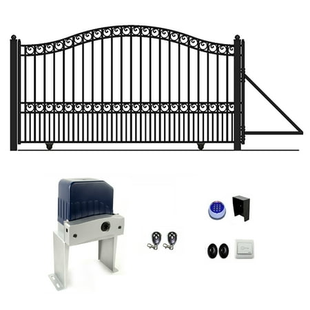ALEKO Garden Yard Steel Single Sliding 18 ft Gate Paris Style with Gate Opener