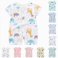 thumbnail image 2 of Gerichy Romper, Baby Boy Girl Solid Breathable Cotton Jumpsuit Summer Clothes 0 3 6 12 18 24 Months Boys Girls Round Neck Short Sleeve Rompers, 2 of 4