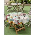 thumbnail image 3 of Outdoor Tablecloth with Umbrella Hole and Zipper, Easter Round Table Cloth 60 Inch Waterproof Tablecloth, Spring Watercolor Bunny Eggs Tulip Wooden Grain Teal Picnic Table Cover for Patio Camping, 3 of 7