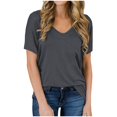 thumbnail image 2 of Aloohaidyvio Shirts Plus Size,Womens Casual Fashion V-Neck Solid Color Loose Short-Sleeved T-Shirt, 2 of 4