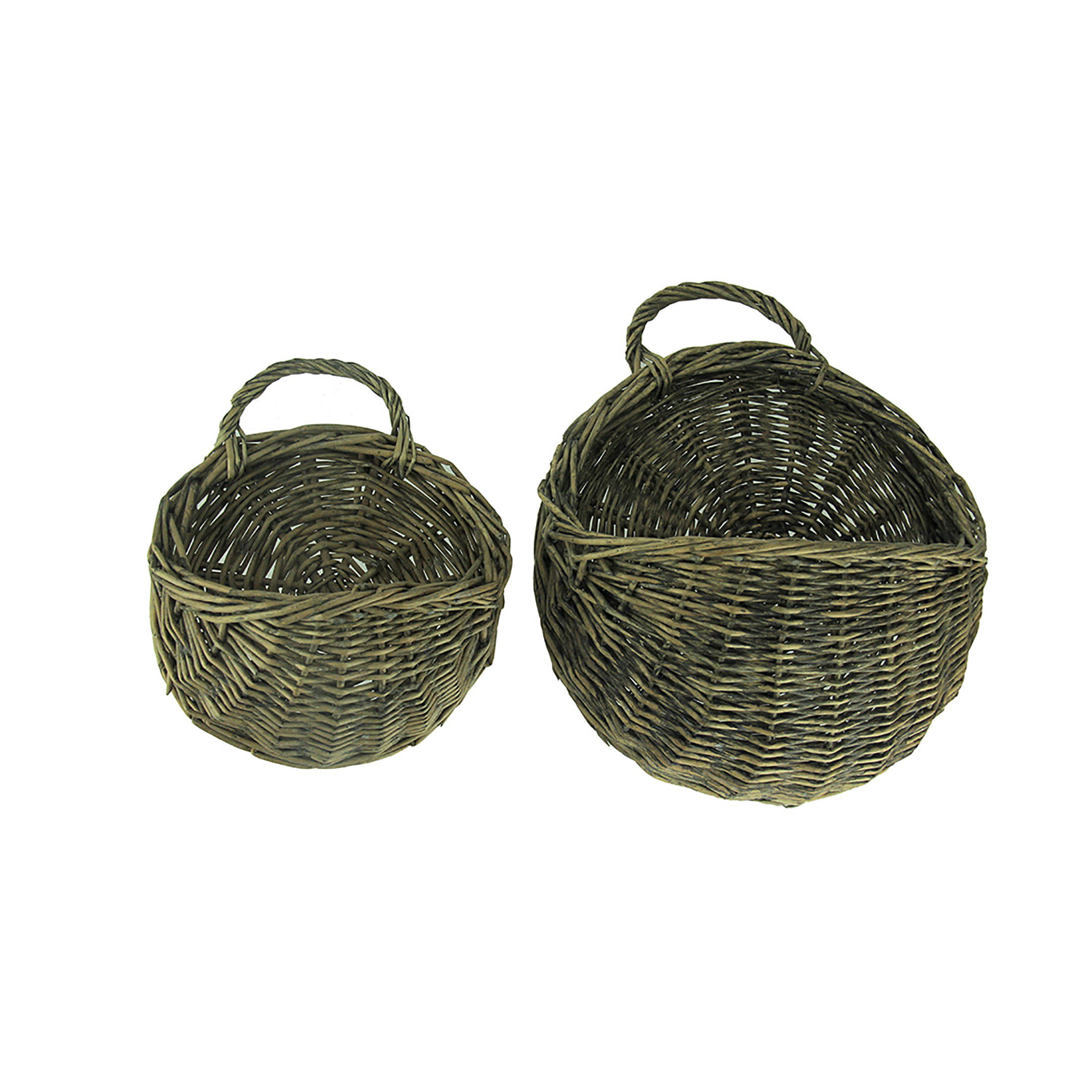 Rustic Round Woven Wicker Wall Basket Set Of 2 Com - Round Wicker Baskets To Hang On Wall