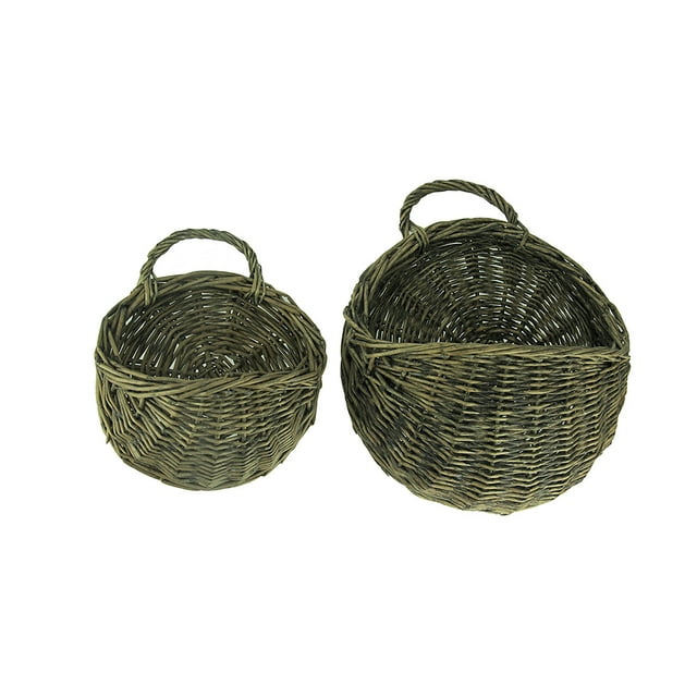 Panier Mural en Osier Tissé Rond Rustique Lot de 2 Ferme Dcor