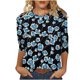 thumbnail image 2 of ICHUANYI Clearance Women's Fashion Printed Loose T-shirt 3/4 Sleeves Blouse Round Neck Casual Tops(Blue, S) ICHUANYI WER2023080901461, 2 of 5