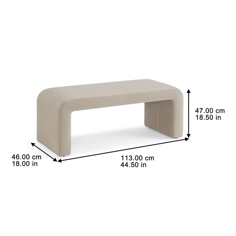 Better Homes & Gardens Juliet Waterfall Velvet Bench, Beige photo 3
