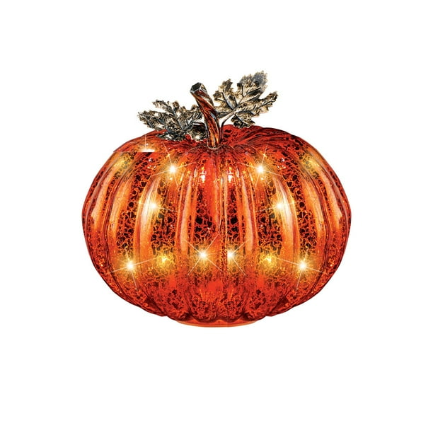 Collections Etc Festive Lighted Glass Pumpkins Indoor Fall Tabletop