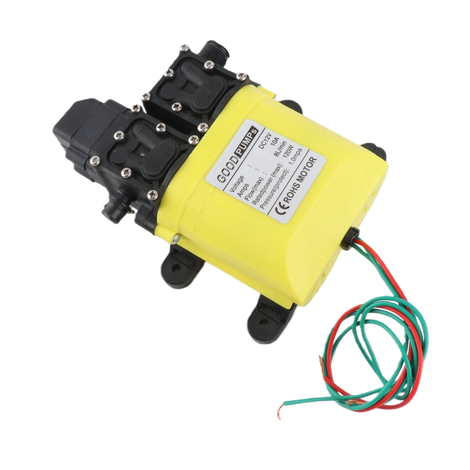 BIMZUC 12V 120W 8L Diaphragm High Pressure Pump with Copper Connector Automatic Water Injection Pump for RV, Marine, Garden Sprinklers, 10A Electric Transfer Pump