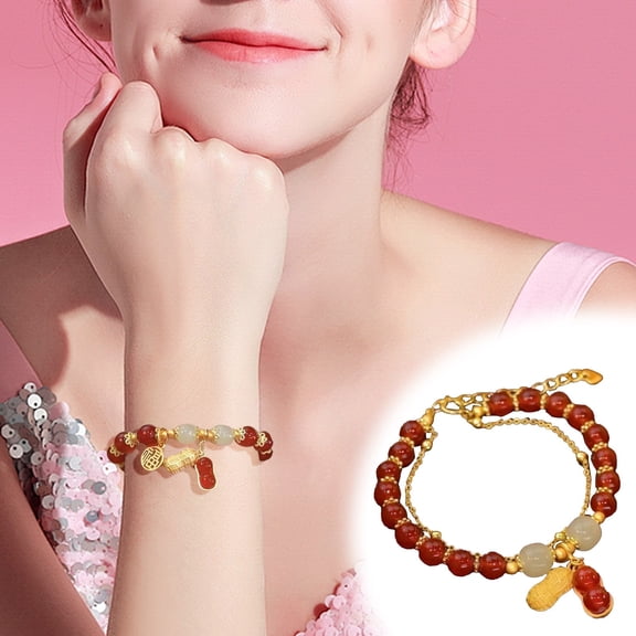 YYKihy Blessing Good Luck Bead Jade Bracelets For Women Jade Dainty Beads Bracelets Gold Jewelry Gifts For Women Her Him Father Mother