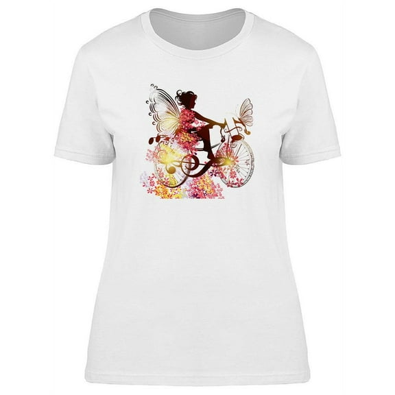 Floral Fairy Riding A Bicycle T-Shirt Women -Image by Shutterstock, Female 3X-Large