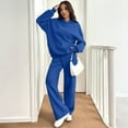 thumbnail image 2 of Dwralegc Women 2 Piece Outfits 2025 Fleece Long Sleeve Pullover Hoodies Relaxed Fit Wide Leg Drawstring Sweatpant Athletic Fashion Fall Winter Sweatsuit Tracksuit with Pockets Blue S, 2 of 7