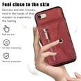 thumbnail image 6 of ELEHOLD Crossbody Wallet Case for  iPhone 8 / 7 / SE 2022 2020 4.7" with RFID Card Slots Zipper Pocket Kickstand Function Shockproof Purse Case with Detachable Shoulder Strap,Red, 6 of 8