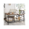 thumbnail image 1 of Bingirl Rustic 2-Tier Coffee Table with Mesh Shelf - Rectangular Cocktail Table for Living Room, Small Table with Metal Frame, Easy Assembly, 1 of 7