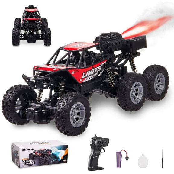 Anpro 1:16 RC Cars with 6 Wheels for Kids, 4WD Remote Control Monster Truck with Spraying and Lighting Effects, 30 Minute Runtime, Alloy RC Cars for Boys Girls 6  Gifts