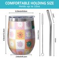 thumbnail image 5 of 12oz Stemless Wine Tumblers Colorful Daisy Flower Checkered Pattern Vacuum Insulated Stainless Steel Travel Tumbler Cups Mug with Lid and Straw for Champaign,Cocktail,Beer with Cleaning Brush, 5 of 5