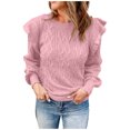 thumbnail image 2 of Ahabrexf Sweaters for Women Women Casual Fashion Solid Pullover Long Sleeve Round-Neck Tops Sweater Long Sweaters for Women, 2 of 9