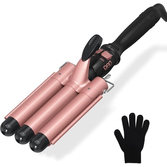 DAN Technology Ceramic 3 Barrel Curling Iron 1 inch Hair Waver Dual Voltage Hair Crimper Heats Fast Hair Curling Wands