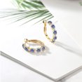 thumbnail image 4 of Gem Stone King 18K Yellow Gold Plated Silver Persian Blue and White Moissanite Hoop Earrings for Women (2.60 Cttw, Round 4MM and 1.9MM, 1 inch Diameter), 4 of 5
