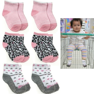 6 Pairs Assorted Baby Socks Infant Girl Children Soft Cotton Blend Crew 3-9mo