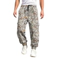 thumbnail image 3 of Mens Baggy Camo Cargo Sweatpants Maple Leaf Print Drawstring Waist Tapered Cargo Jogger Sweatpants with Flap Pockets Wide Leg Trousers Casual Fashion Y2k Loose Fit Workout Clothing,Multicolor L, 3 of 5