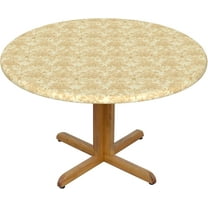 Round Fitted Tablecloth 44 Inch, Beautiful Beige Damask Table Cloth Round Cover Water Resistant Table Cover Kitchen Tablecloth for Kitchen Dinning Tabletop Outdoor