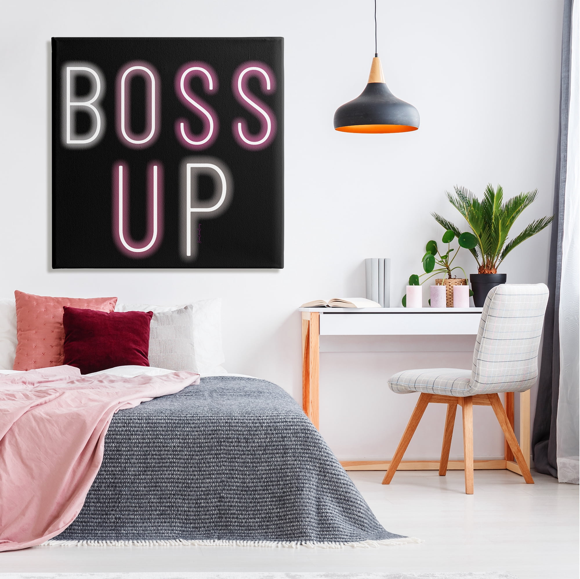 Stupell Industries Boss Up Modern Phrase Inspirational Painting Gallery Wrapped Canvas Print Wall Art, 36 x 36
