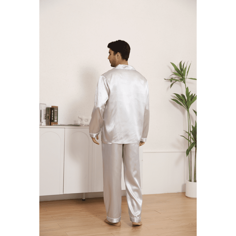 Onimisc Men's Satin Long Sleeve Pajama Set photo 2
