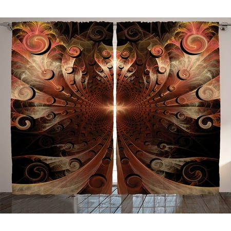 - Fractal Curtains 2 Panels Set, Gothic Medieval Metallic Heraldic Ornate Background Middle Age Knight Aged Artwork, Window Drapes for Living Room Bedroom, 108W X 90L Inches, Copper, by Ambesonne