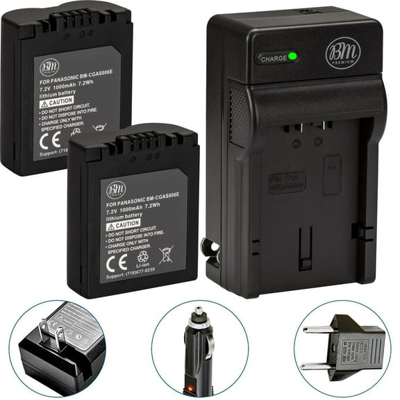 BM Premium 2 CGA-S006 Batteries and Battery Charger for Panasonic Lumix DMC-FZ7 DMC-FZ8 DMC-FZ18 DMC-FZ28 DMC-FZ30 DMC-FZ35 DMC-FZ38 DMC-FZ50 Cameras