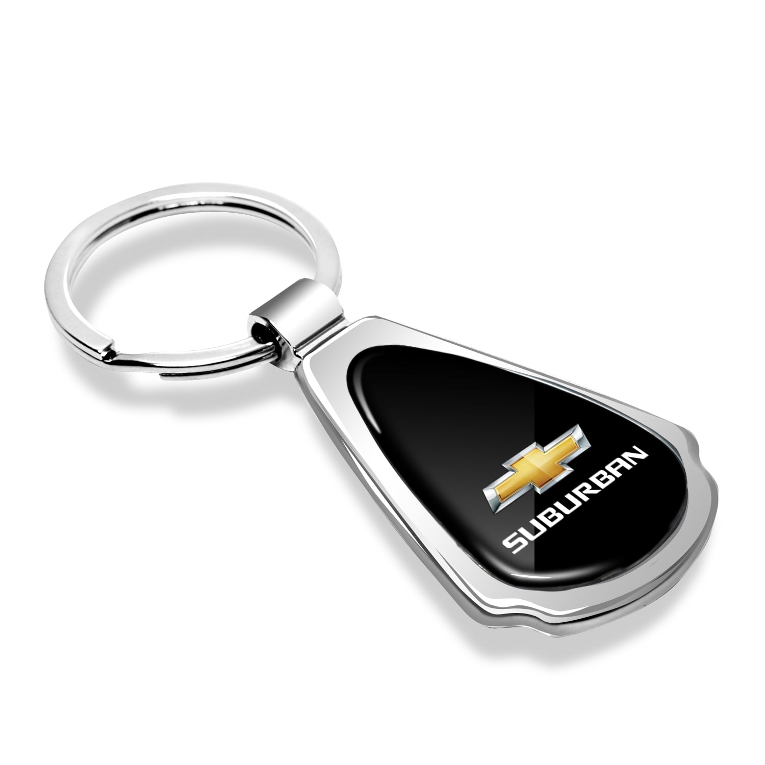 iPick Image for Chevrolet Suburban Black Dome Chrome Metal Teardrop Key Chain, Official Licensed