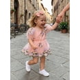 thumbnail image 5 of BemeyourBBs Baby Girls First Birthday Outfit 1st Birthday Party Dress Newborn Fairy Tulle Tutu Romper Dress Fly Sleeve Floral Embroidery Bodysuit Princess Party Cake Smash Dresses Headband, 5 of 9
