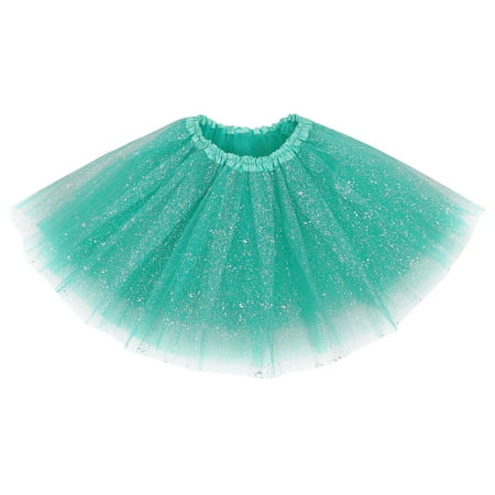 Women's Tulle Ballet Tutu Skirt Great for Running and Races,Buish Green Sequin