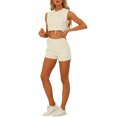 thumbnail image 2 of Conjuntos de dos piezas INSPIRE CHIC para sudadera sin mangas de mujer, tops, pantalones cortos de cintura alta, conjuntos de chándal beige M, 2 of 5