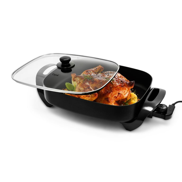  16-Inch Large Electric Skillet Nonstick with Glass Lid, Serves  6 to 8 People (10-Quart), Frying Pan for Roast, Bake,Stew, Adjustable  Temperature Control, Black: Home & Kitchen