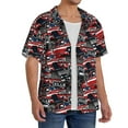 thumbnail image 4 of Xecao offers the Red And Blue Cars for Men's Casual Short-sleeved Shirt, a button-up collared shirt with a pocket, perfect for beach vacations and yacht travel in the 3X-Large size., 4 of 7