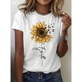 thumbnail image 1 of Vibrant Sunflower Butterfly Graphic Crew Neck T-Shirt - Soft, Breathable, Casual Short Sleeve Tee for Spring & Summer - Women's Comfortable Clothing for Outdoor Activities Tee For Adult, Men, Women,, 1 of 4