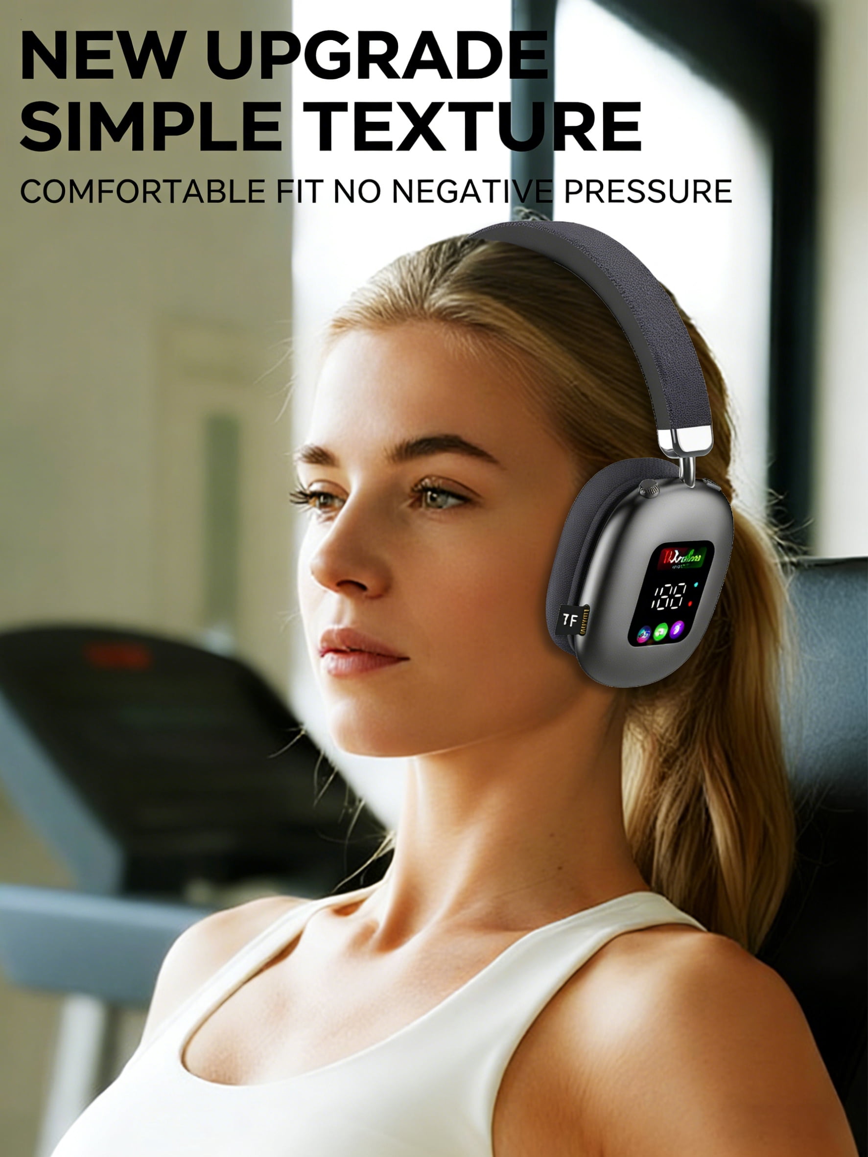 LC-dolida Wireless Over Ear Bluetooth Headphones with LED Display & Dual Connectivity, 30H Playtime, 5.4 Bluetooth, Comfort Fit for Travel/Gaming/Home (Blue)