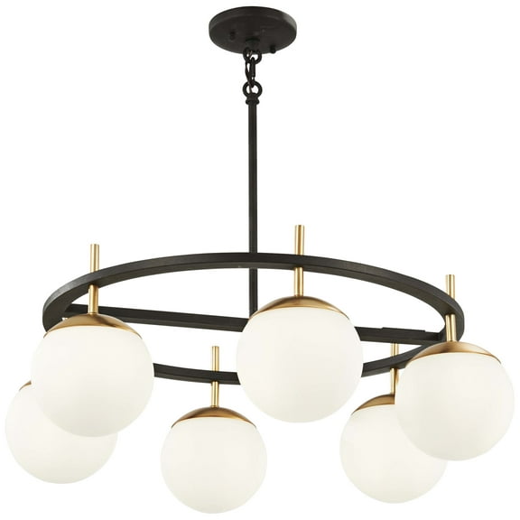 George Kovacs Alluria 27"W Weathered Black and Autumn Gold 6-Light Pendant