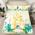 thumbnail image 2 of Feelyou Kawaii Yellow Castle Bed Sheets for Girl, Dreamy Fairy Tale King Sheets, Spring Garden Floral Sheet Set, Super Cozy Room Decor, 4-Piece, 2 of 7