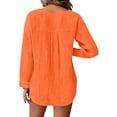 thumbnail image 4 of Dvprdro Womens V Neck Long Sleeve Button Down Shirts Cotton Solid Blouses Casual Loose Tops, 4 of 6