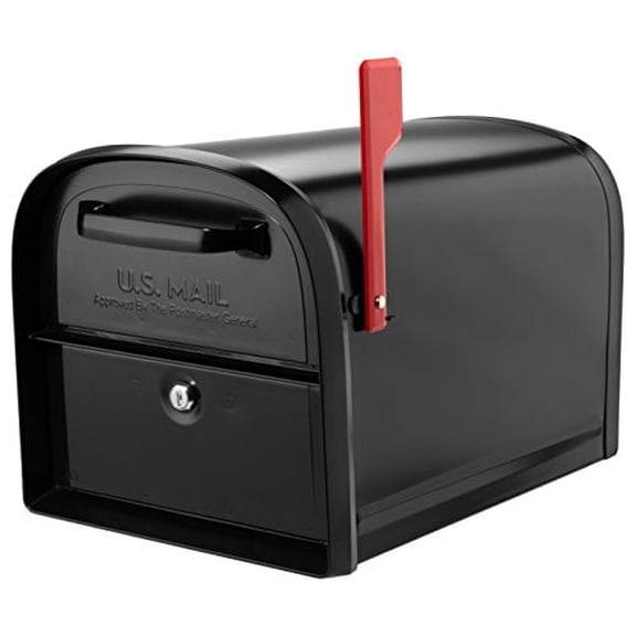 Architectural Mailboxes Oasis® 360™ Secure, Heavy duty, Steel Metal Post Mounted Mail Box for outside, Black, Large Curbside Mailbox with Magnetic Latch & Lockable Double Doors