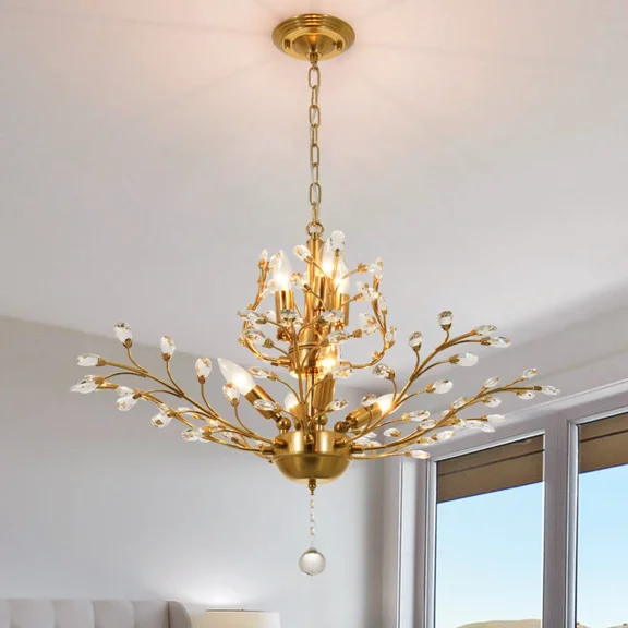 More Change 30" 7-Lights Tree Branch Chandelier Crystal Pendant Lamp Hanging Ceiling Light