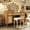 Natural + MDF + Rubber Wood + Tempered Glass + 3 Drawers, variant on ChenyueFurn 1 Piece Adult Bohemian LED Lights 13 Hollywood Bulbs Table Set White