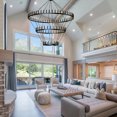 thumbnail image 6 of 3-Tier 96-Lights Extra Large Wagon Wheel Chandelier, Black Farmhouse Pendant Light for High Ceiling, Rustic Round Hanging Chandelier for Dining Room, Kitchen Island, Foyer, Entryway, 6 of 7