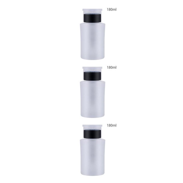 ZheElen Pump Dispenser Bottle Compact Refillable Empty 180ml Nail Remover Liquid Holder Manicure Accessory Package Containers Black 3Set