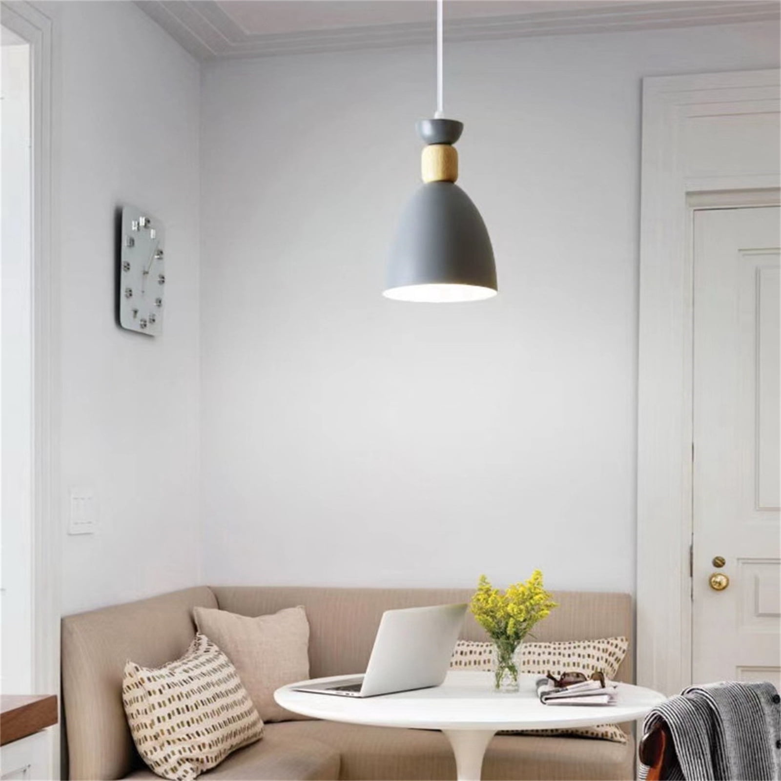 JLOWCO Farmhouse Corded Hanging Light Fixture Plug in Light Socket Modern Pendant Lights Kitchen Island Lighting Hanging Lights Indoor Gray Island Light (LED Bulb Include)