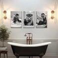 thumbnail image 3 of Hieng Funny Animal Bathroom Canvas Wall Hieng, Black White Bathroom Poster, Cute Having Bath and Brushing Teeth Otter Picture Print, Fun Otter Read Newspaper on Toilet Painting, 3 of 6