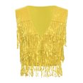 thumbnail image 3 of Alvivi Women's Sequins Fringe Vest V Neck Sleeveless Open Front Waistcoat Party Prom Clubwear Gold L, 3 of 7