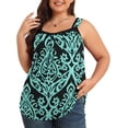 thumbnail image 3 of Daystry Plus Size Tank Tops for Women Loose Fit Lace Sleeveless Women's Summer Tanks F Black Green 3X, 3 of 14