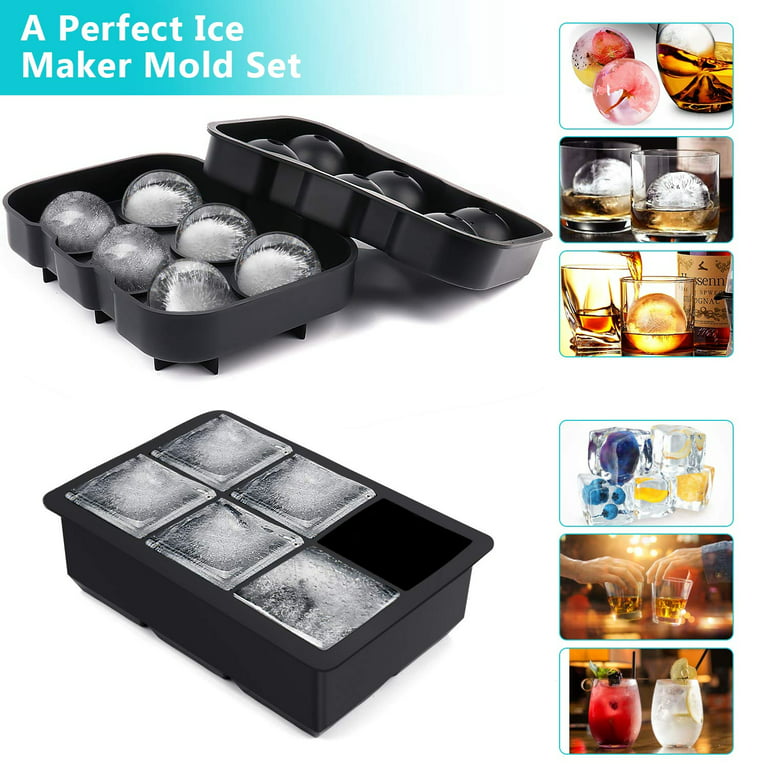 Hastings Home 2-pack Ice Cube Tray, Silicone Slow Melting Ball Mold for  Whiskey, Square Cube Maker, Frozen Fruit 527745DUD