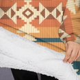 thumbnail image 3 of Oversized Wearable Blanket Hoodie,Brown Ethnic Geometric Pattern Sherpa Blanket Hoodie with Super Pockets,Super Warm Fuzzy Pullover for Women & Men, 3 of 6